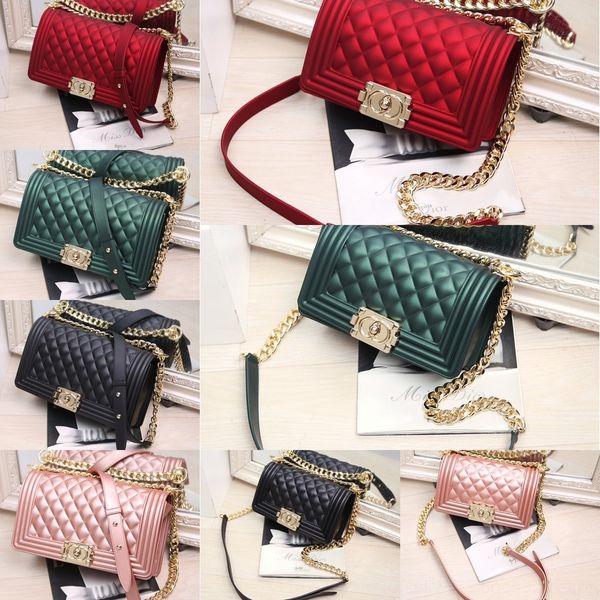 

ceu8s 2019 new tide chain square jdzgn frosted lingge jelly bag single shoulder diagonal small matte square bag small
