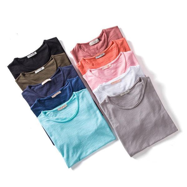 

5pcs set 2021 new summer 100% cotton o-neck mens t-shirts casual style short sleeve solid t shirt men 10 colors male tees, White;black