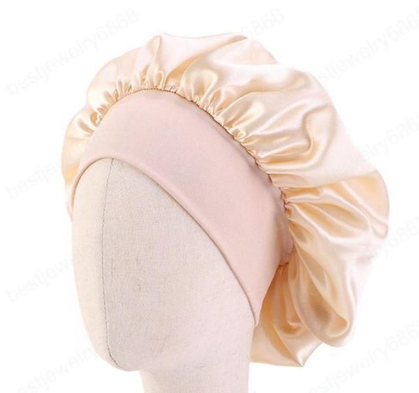 

kids girls satin night sleep cap turban wide band elastic headwear bonnet beanie headscarf hat head wrap hai wmtork lottery2010, Blue;gray
