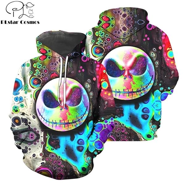 

2019 halloween fashion men hoodies psychedelic jack skellington 3d printed hoodie/zip hoodie tracksuit streetwear c0127, Black