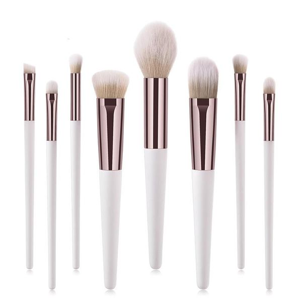 

pro 8pcs white hair makeup brushes set powder foundation blush eye shadow lip cosmetic beautiful make up brush tools