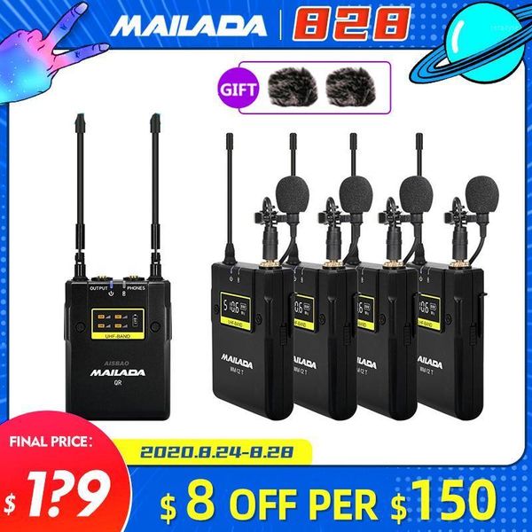 

microphones mailada wm12 professional wireless lavalier microphone uhf 50m transmission lapel for slr cameras phones pk rode1