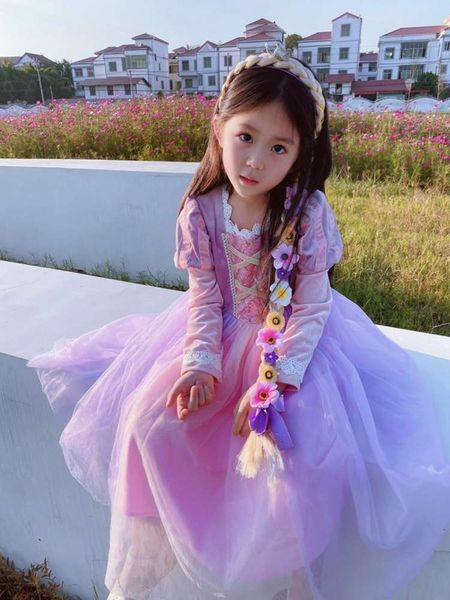 

yy9864 new gauze in autumn and winter girl's long drs princs skirt, Red;yellow