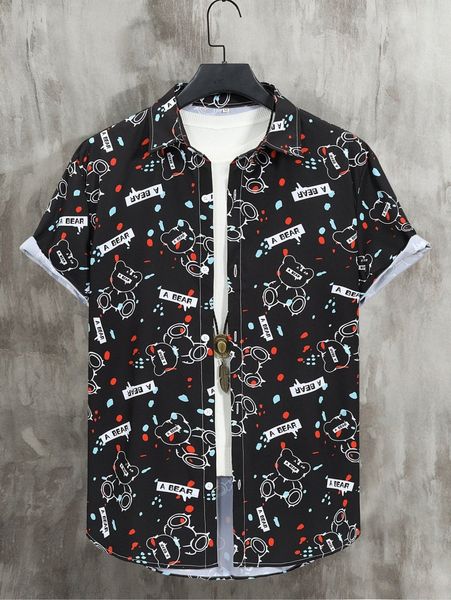 

men random bear and letter graphic shirt without tee c3tb#, White;black