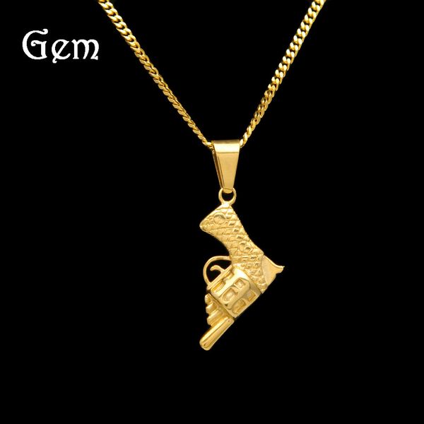 

jewelry mini stainless steel pistol pendant necklace fashion brand short gun pendant, Silver