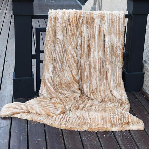 

cx-d-10q custom 150*200cm natural colour sofa throw knit fur throw blanket