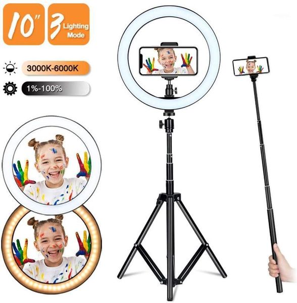 

zayex 10" selfie ring light with adjustable tripod stand,led ring lamp for pgraphy, makeup, live steaming, vlog, youtube1