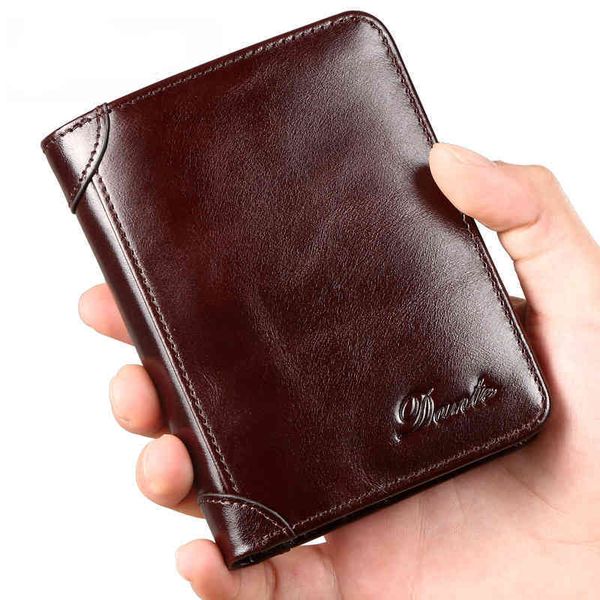 

men's vintage cowhide leather rfid anti-theft short casual wallet, Red;black