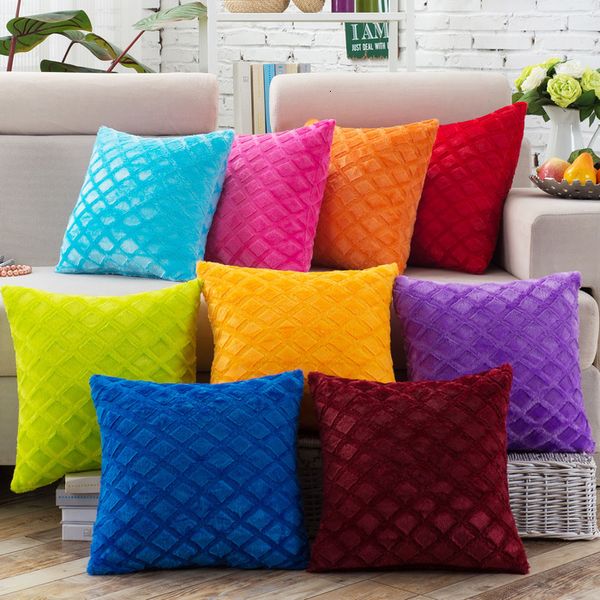 

1pcs 43*43cm plaids pattern soft short velvet throw pillow cushion cover seat car home sofa bed decorative pillowcase 40059