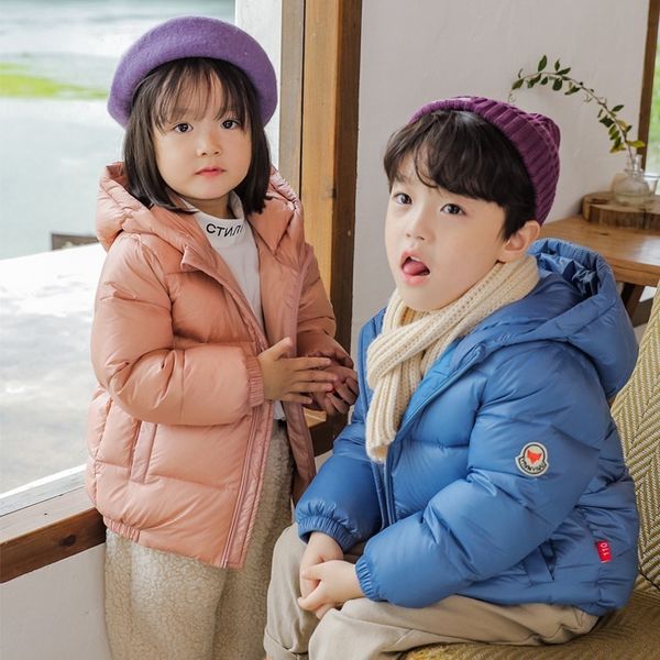 

winter new down thickened hooded small medium sized children's wear pure cotton padded jacket and warm coat for boys, Blue;gray
