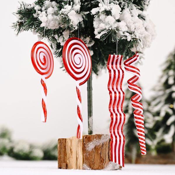 

creative red white decoration plastic lollipop hanging ornaments simulation candy christmas tree pendant