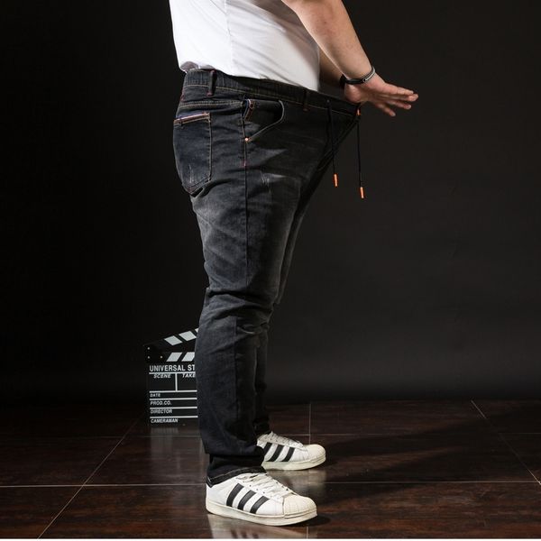 

5dskj fat man elastic winter and jeans waist lace up oversize super stretch jeans men's autumn waist youth jy0oh elastic pants oversize, Blue