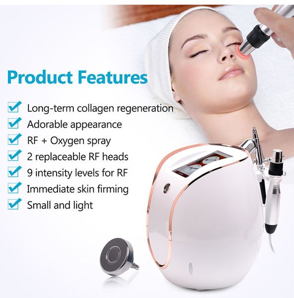 

2 in 1 radio frequency oxygen sprayer facial deep cleaning machine for skin rejuvenation, Black;white