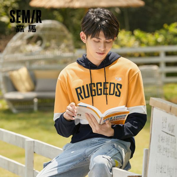 

hoodies men winter new contrast stitching casual sweatshirt hooded for man