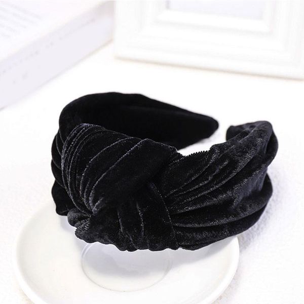 

fashion gold velvet cross knotted women headband wide hair hoop solid color female turban head hoop hairband hair accessories q sqcmyq
