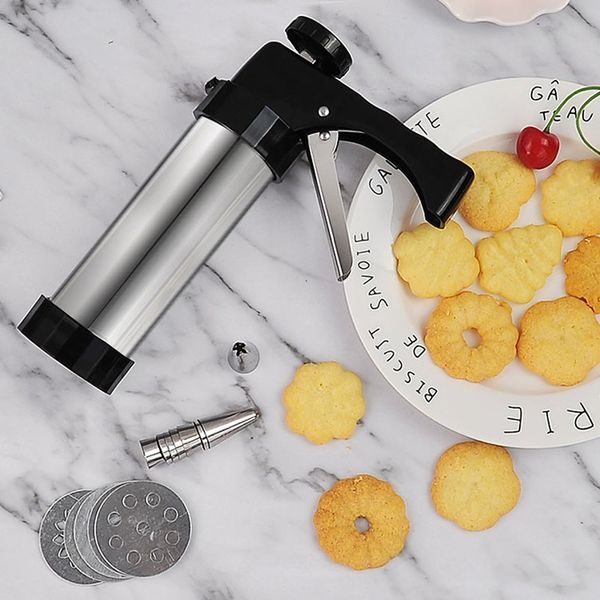 

cookie press maker biscuit gun icing decorating gun sets stainless steel disc shapes cookie kits dessert cake decoration tools