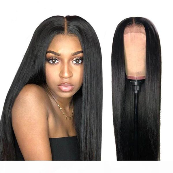 

straight wig soft remy virgin brazilian hair 360 lace frontal wigs medium size cap pre plucked glueless human hair with baby, Black;brown