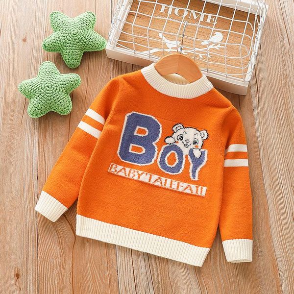 

мальчики свитера 2020 осени зима детской одежды трикотажного свитера пуловер детской круглой шея повседневных детского свитер wmthqb, Blue