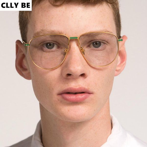 

retro fashion vintage clear lens glasses men women metal frame big oval party eyewear pilot aviation geek eye glass frame, Black
