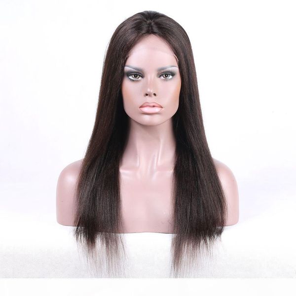 

virgin malaysian human hair straight lace front wigs full lace wigs pre plucked with bleached knots, Black;brown