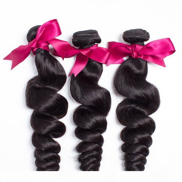 

msjoli 8a brazilian loose wave virgin hair 3 bundles with closure loose wave human hair extensions virgin hair loose wave, Black;brown