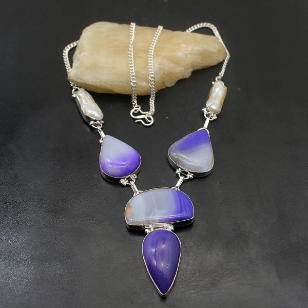 

chains gorgeous unique botswana agate925 sterling silver color pendant necklace 19 inch tf771