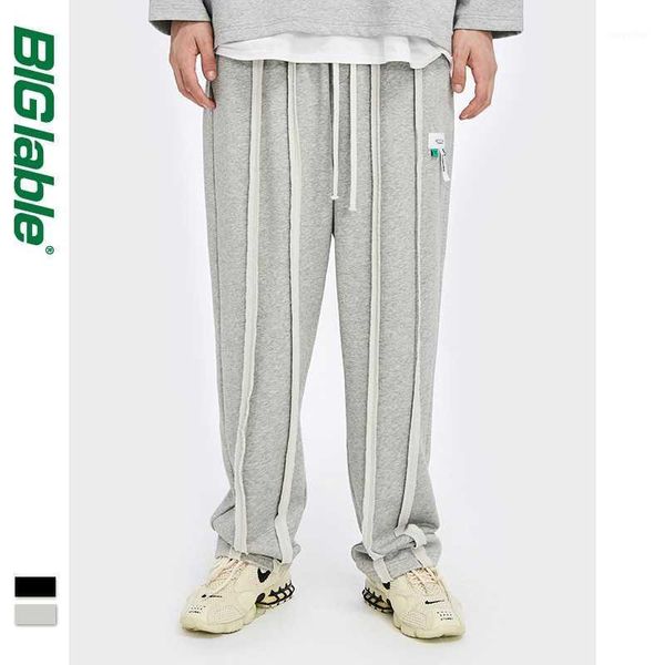 

big lable men loose fit knitted black sweatpants 2020 fw elastic waist mens sweatpants hip hop mens with pockets1