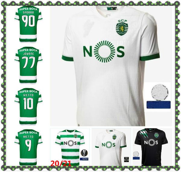 

новые 20 21 sporting cp lissabon soccer jersey phellype 2020 2021 fernandes dost vietto coates acuna jovane футбольная футболка, Black;yellow
