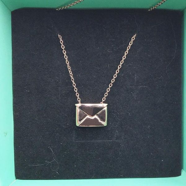 

original s925 sterling silver envelope pendant necklaces women logo fine high-end jewelry anniversary birthday holiday gift