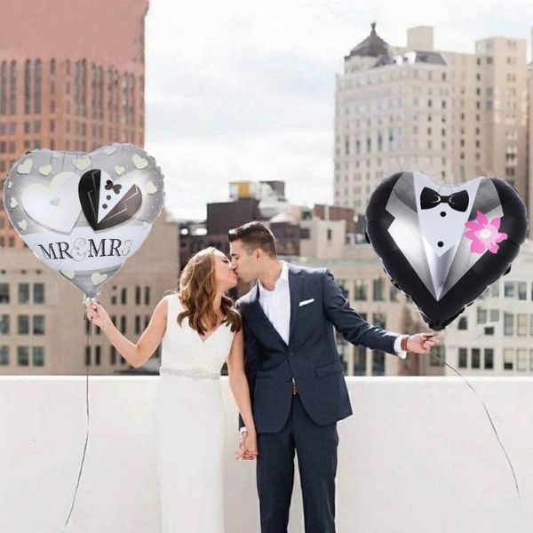 

party decoration bride and groom aluminum foil heart balloons giant mr mrs latex ballon to be baloon wedding engagement decorations