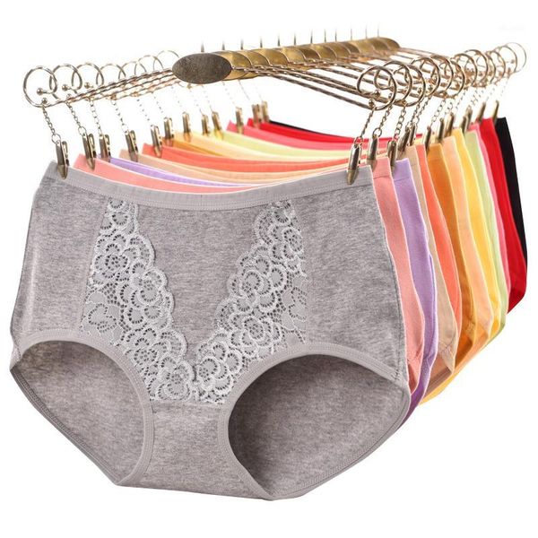 

women's briefs comfortable cotton high waist underwear lace women breathable panties female high-rise intimates calcinha1, Black;pink