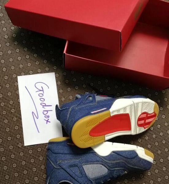 

denim 4s jeans 4 denim sail game red jean denim sail game rouge basketball shoes with box men size sports shoes ing, White;red