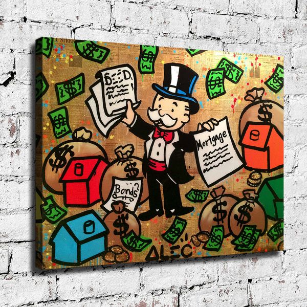 

alec monopoly "deed bonds mortgage" home decor handpainted &hd print oil painting on canvas wall art canvas pictures 210206