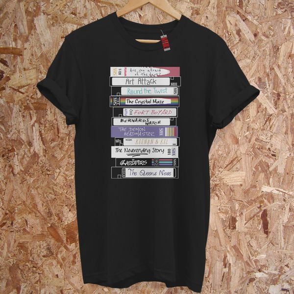 

retro vhs videos 90's 00's tv gladiators art attack funny premium t-shirt s-5xl sport hooded sweatshirt hoodie