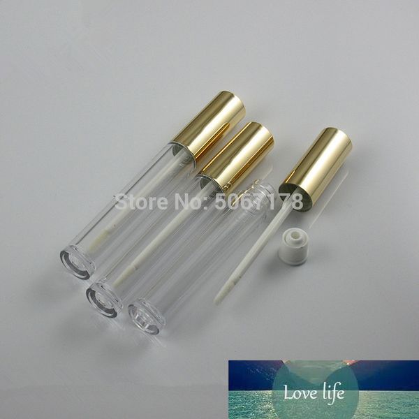 50pcs 6ml tubo vuoto contenitore bottiglia eyeliner con pennello, applicatore bottiglia trasparente lucidalabbra liquido tubo riutilizzabile oro