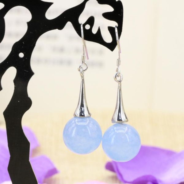 

dangle & chandelier bohemis style 12 types long earring for women natural stone lapis lazuli calaite round jades chalcedony eardrop b3145, Silver