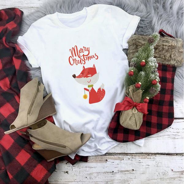 

с рождеством женщины футболка с коротким рукавом kawaii harajuku повседневная gothic super soft эстетическая plus размер женщины тис, White