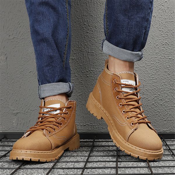 

fashion men autumn ankle boots street vacation outfits spring leisure canvas martin shoes fall outdoor winter martin boots, Black