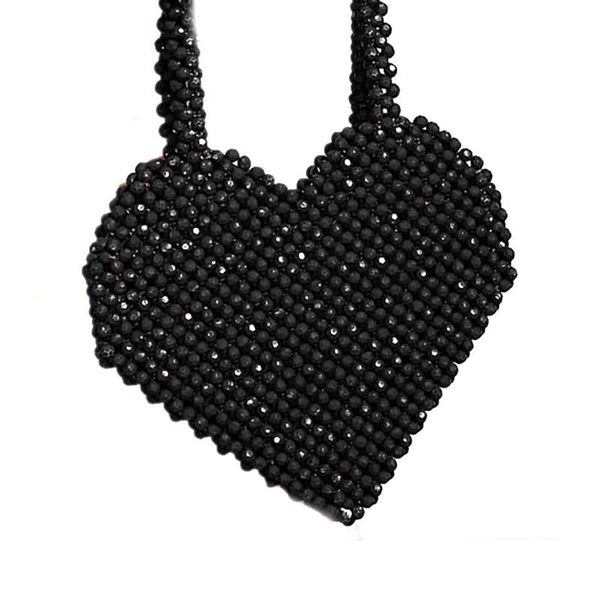 

мода весна и лето новой ручная работа сумка в форме сердце из бисера сумка черная