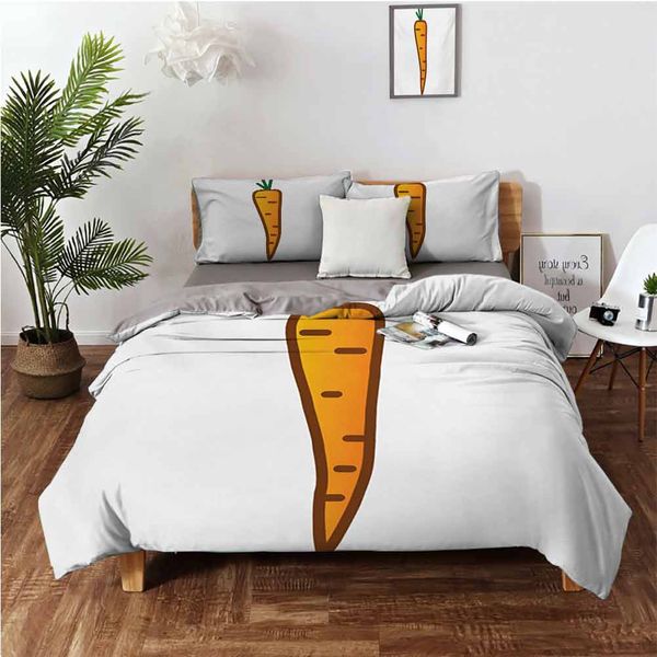 

carrot drawing with doodle simplistic vegetable designbedding 3-piece set
