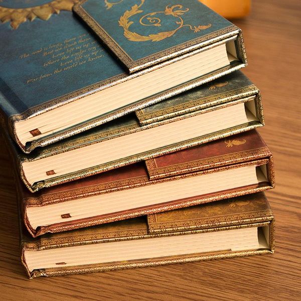 

notepads retro notebooks magnetic buckle european style diary hard- faced notepad schedule, Purple;pink