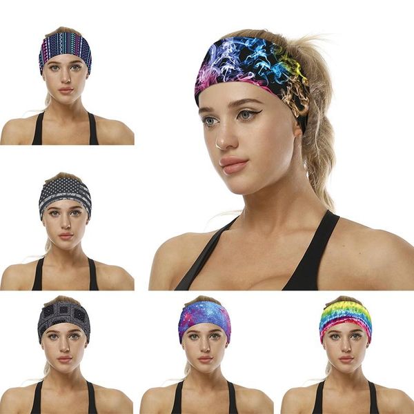 

sport sweat headband starry sky digital print men sweatband breathable headband yoga hair bands head sweat bands*, Yellow;black