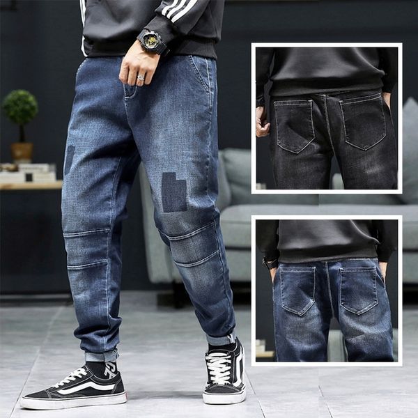 

2pxxf 2020 new pants jeans loose ankle-tied men's pantscasual jeans pants harlan casual trendy versatile solid color plus size dpt80, Blue