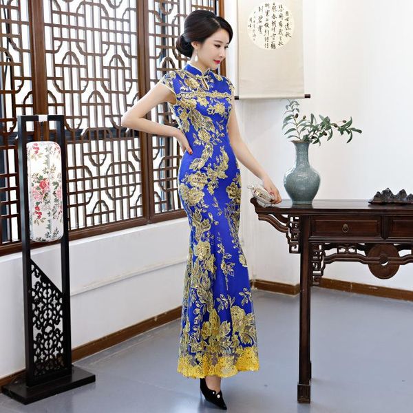 

ethnic clothing fashion party cheongsam oriental evening dress chinese style women elegant qipao long robe retro vestido plus size s-4x, Red