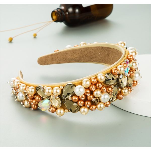 

new luxury pink blue black imitation pearls handmade headbands for women fashion crystal hair accessories luxury hairbands f wmtskh, Silver