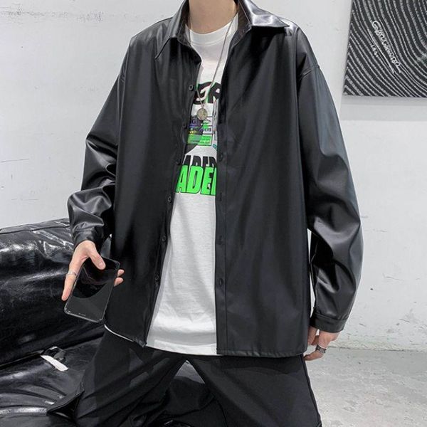 

autumn black leather jacket men's fashion casual motorcycle jackets mens streetwear wild loose hip-hop bomber jacket men m-2xl