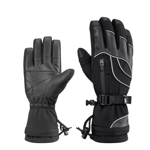 

rockbros windproof waterproof 30 degree winter men women skiing gloves snowmobile snowboard snow sports thermal grey ski gloves wmtpot, Black