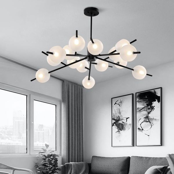 

modern led creative pendant light luxury hanging lamp glass restaurant pendant lamp kitchen light black lamp living room ceiling light