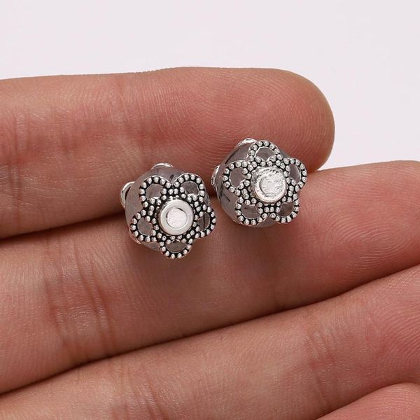 

50pcs lot 10mm 5 petals hollowed flower loose sparer end bead caps for jewelry making finding diy bracelet accessories component h bbyruw, Silver