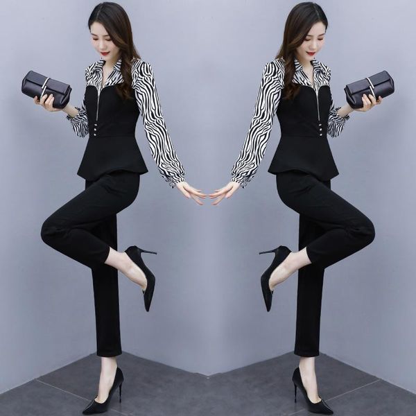 

goddess 2 piece set and pants womens suits blazer with pants ensemble femme survetement year-old female costume, White